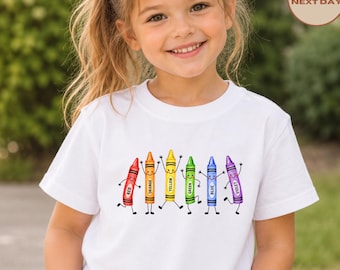 Happy Crayon Doodles T-Shirt, Kindergarten School Shirt, Back To School Gift