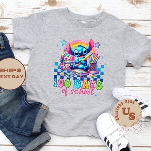 Disney Stitch 100 Day Of School Toddler Shirt, Student T-Shirt, Checkered Stitch School Shirt, 100 Days Stitch Student Tee