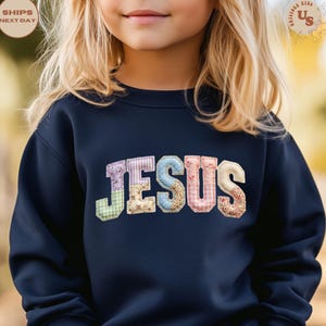 Faux Patchwork Jesus Sweatshirt, Floral Jesus Shirt, Jesus Sweatshirt, Christian Apparel Shirt, Religious Shirt