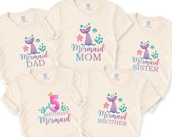 Meerjungfrau Familie Passendes Geburtstags-Shirt, Benutzerdefinierte Geburtstag Shirt, Meerjungfrau Geburtstag Shirt