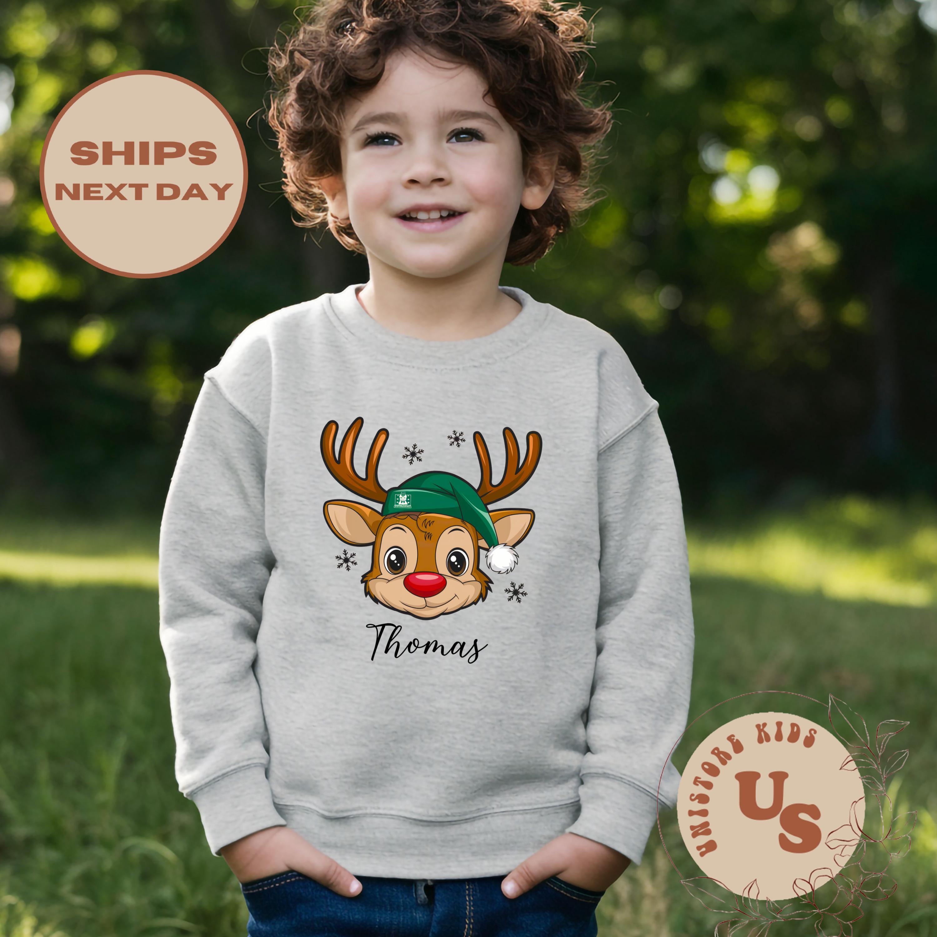 Maglietta Natalizia Per Bambini Con Paillettes Reversibili – 2-7 Anni, Motivi Babbo Natale E Renna, Cotone Morbido, Verde E Rosso - 2