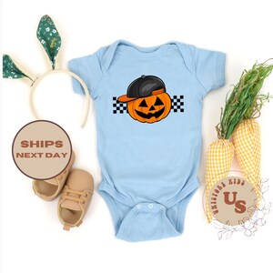 Pumpa pojkar småbarns-T-shirt, rutig pumpa barntröja, cool pumpatröja pojke, pumpa höst babybody® bild 4