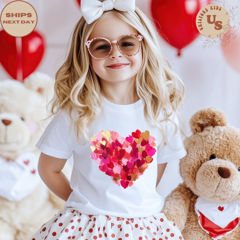 Valentines Day Hearts Toddler T-Shirt, Heart Kids Shirt, Valentines Day Toddler Shirt, Heart Toddler Shirt image 1