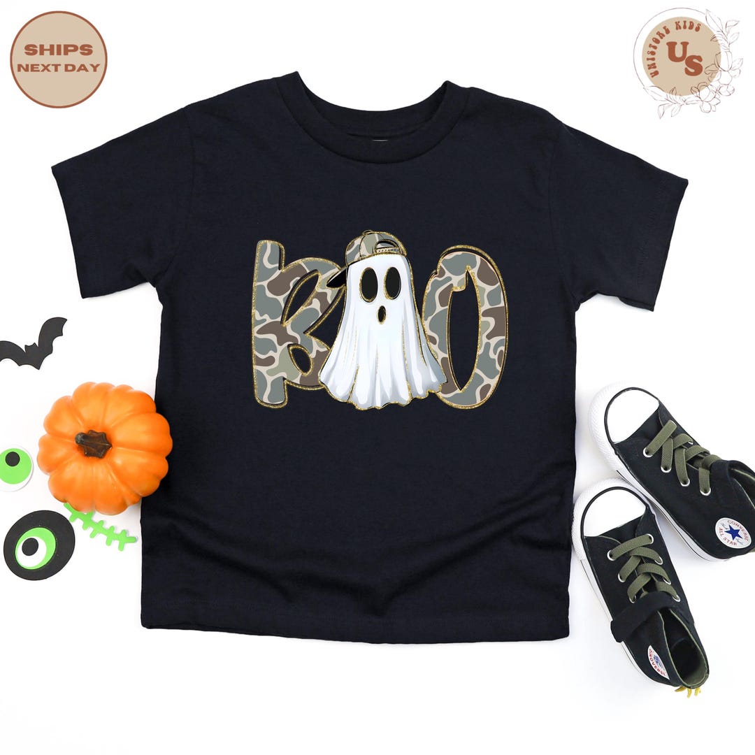 Camo Boo T-shirt, Boys Halloween Sweatshirt, Boo Halloween Shirt ...