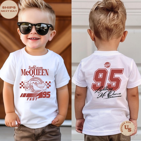 Lightning McQueen Toddler Shirt, McQueen Two-Sided Shirt, Disney Pixar Car Kids Shirt, Checkered McQueen Tee, Disney Cars Shirt