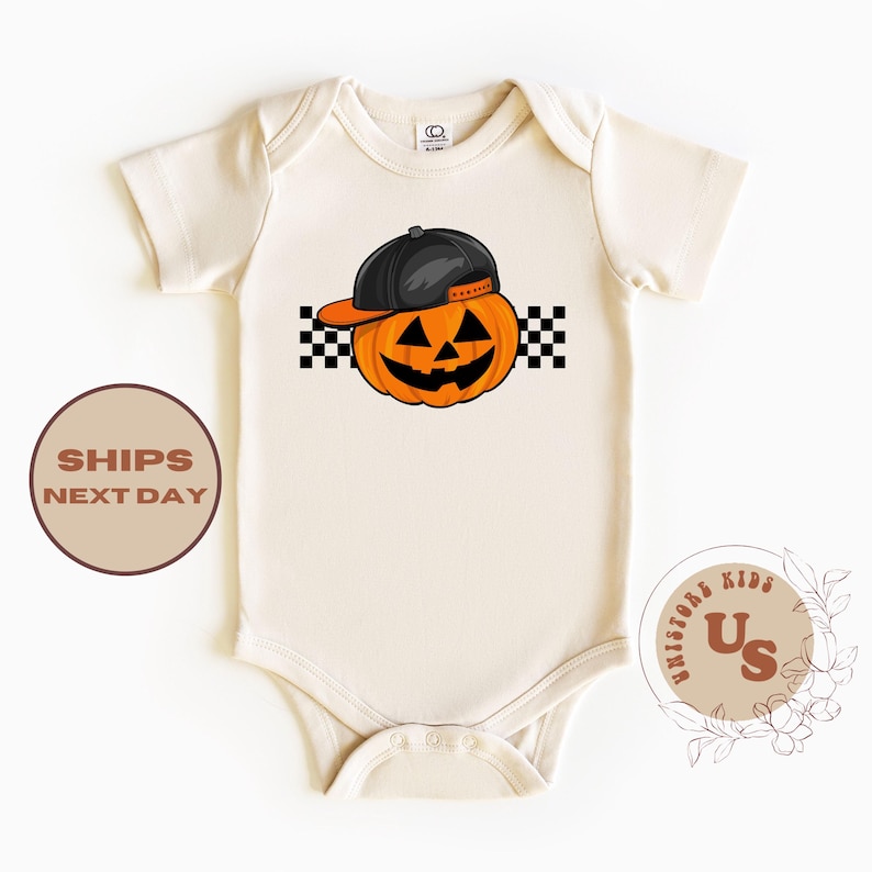 Pumpa pojkar småbarns-T-shirt, rutig pumpa barntröja, cool pumpatröja pojke, pumpa höst babybody® bild 3