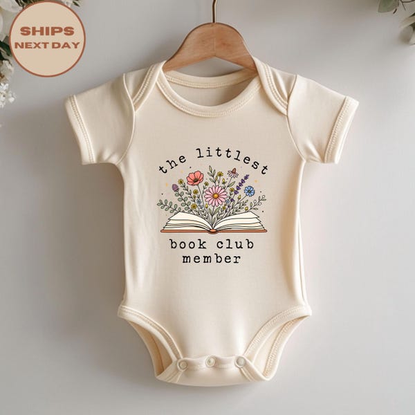 The Littlest Book Club Member Baby Onesie®,  Floral Book Toddler T-Shirt, Book Lover Mom Gift