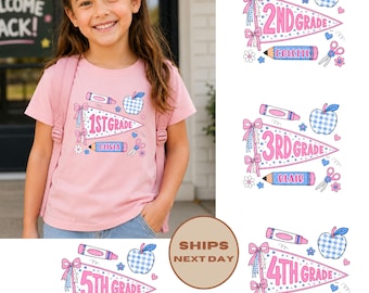 Custom Kids Name Back To School Shirt, First Day of School Shirt, Custom Name T-Shirt, Grade Level Shirt