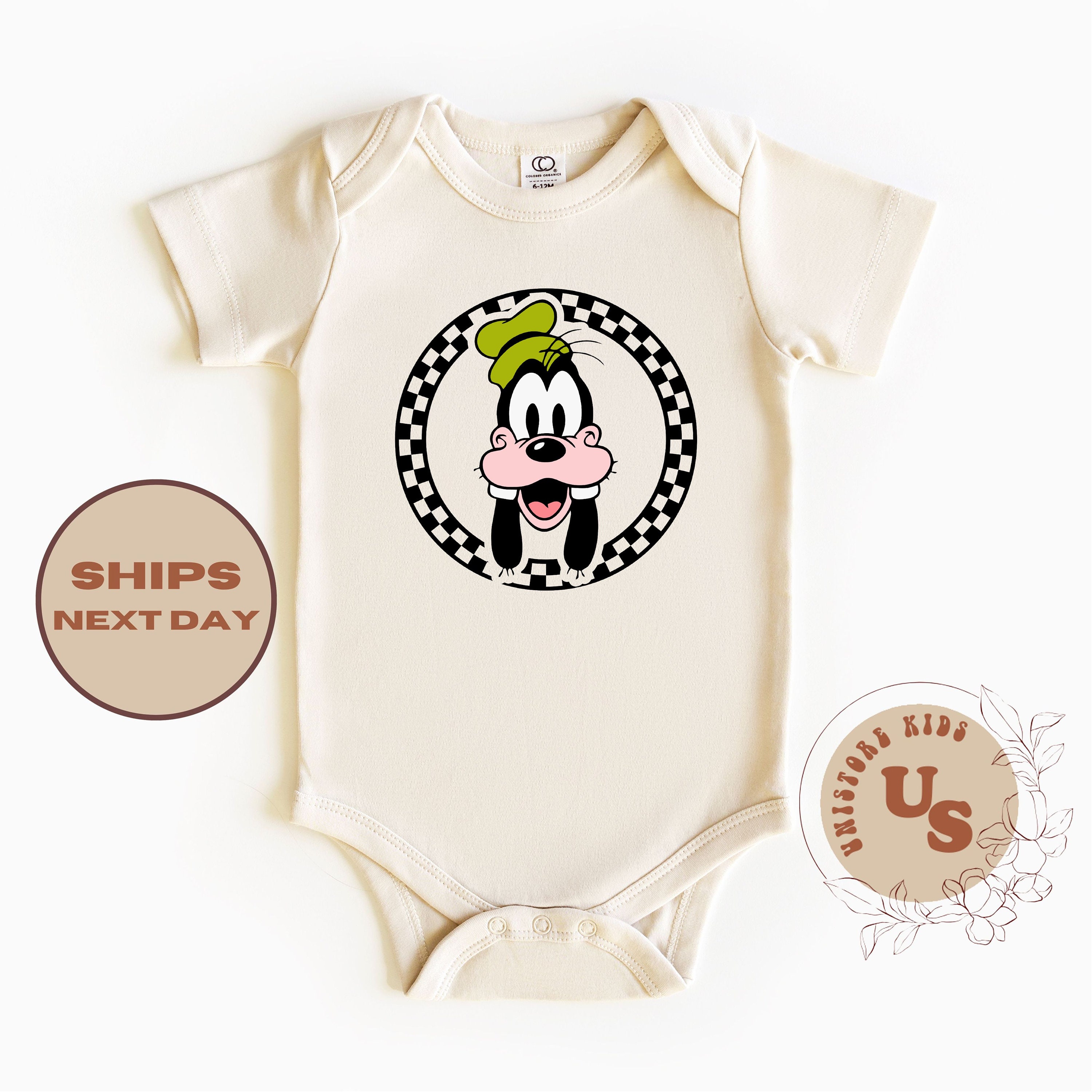 Cute Goofy Baby Onesie®, Disney Goofy Toddler T-Shirt, Checkered Goofy Baby Onesie®, Disney Goofy Baby Onesie®