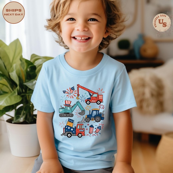 4th of July Toddler Shirt, Work Machine Boy Shirt, Fourth of July