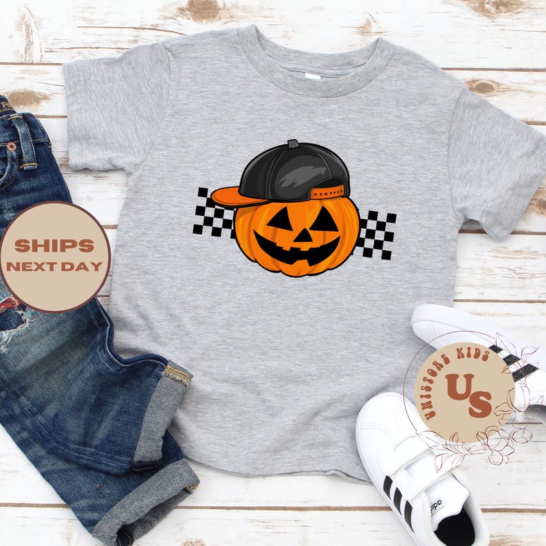 Pumpa pojkar småbarns-T-shirt, rutig pumpa barntröja, cool pumpatröja pojke, pumpa höst babybody® bild 2
