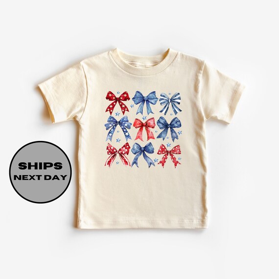 American Bow Shirt, 4th of July Toddler T-Shirt, America Bow Tee, Toddler T Shirt, America Shirt, 4th of July Bows Kids Shirt
