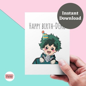 Printable Anime Birthday Card Instant Download | Happy Birth-Deku