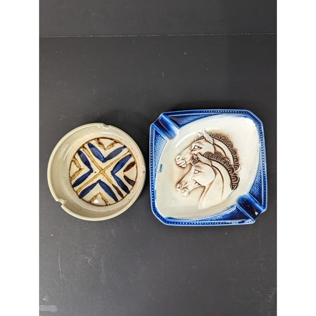Vintage Lot of 2 Ashtrays Made in Japan 5 Round Painted Etsy
