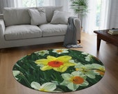 Daffodils round rug - original photo by Puptatoe