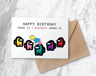 among us birthday card etsy