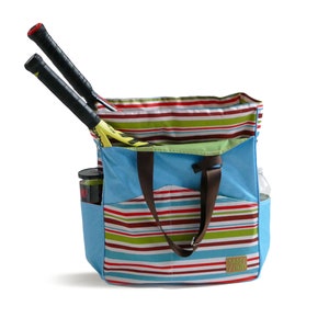 Striped Tennis Bag - Water Resistant Bag - Sports Shoulder Bag - Tote Bag - Tennis Racket Bag - Compartment Bag