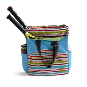 Gestreifte Tennistasche - Wasserfeste Tasche - Sportschultertasche - Tragetasche - Tennisschlägertasche - Fächertasche