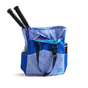 Blaue Tennistasche - Wasserdichte Tasche - Tennisschlägertasche - Umhängetasche mit langem Riemen - Sporttasche für Damen
