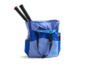 Blue Tennis Bag - Waterproof Bag - Tennis Racket Bag - Long Strap Shoulder Bag - Sports Bag for Women