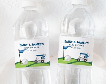 Golf-Babyparty-Wasserflasche Etikett Par-Tee Time Junge-Babyparty-Dekor Golfen Gender Neutral Party Hole In One Drink Labels Printable BS46B