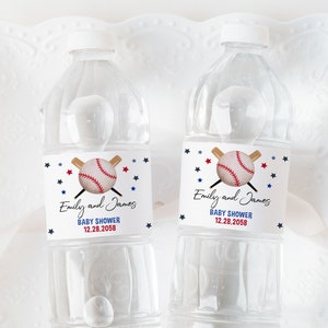 Baseball Baby Shower Water Bottle Label Little Slugger Drink Label Rookie of the Year Party Decor Softball Sports All Star Printable BS45