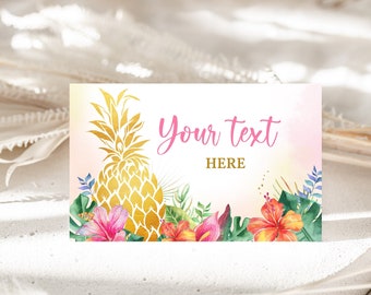 Luau Birthday Food Tents Aloha Baby Shower Food Labels Hawaiian Tropical Summer Party Decor Gold Pineapple Place Cards Printable BS19P AT02P