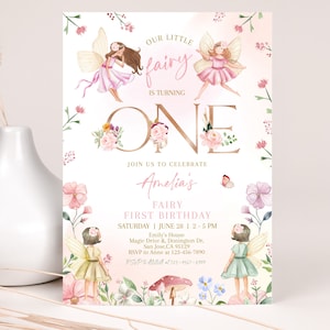 Fairy Birthday Invitation Wildflower Garden Party Invite Whimsical Enchanted Forest Magical Princess Floral Spring Flowers EDITABLE BT31P