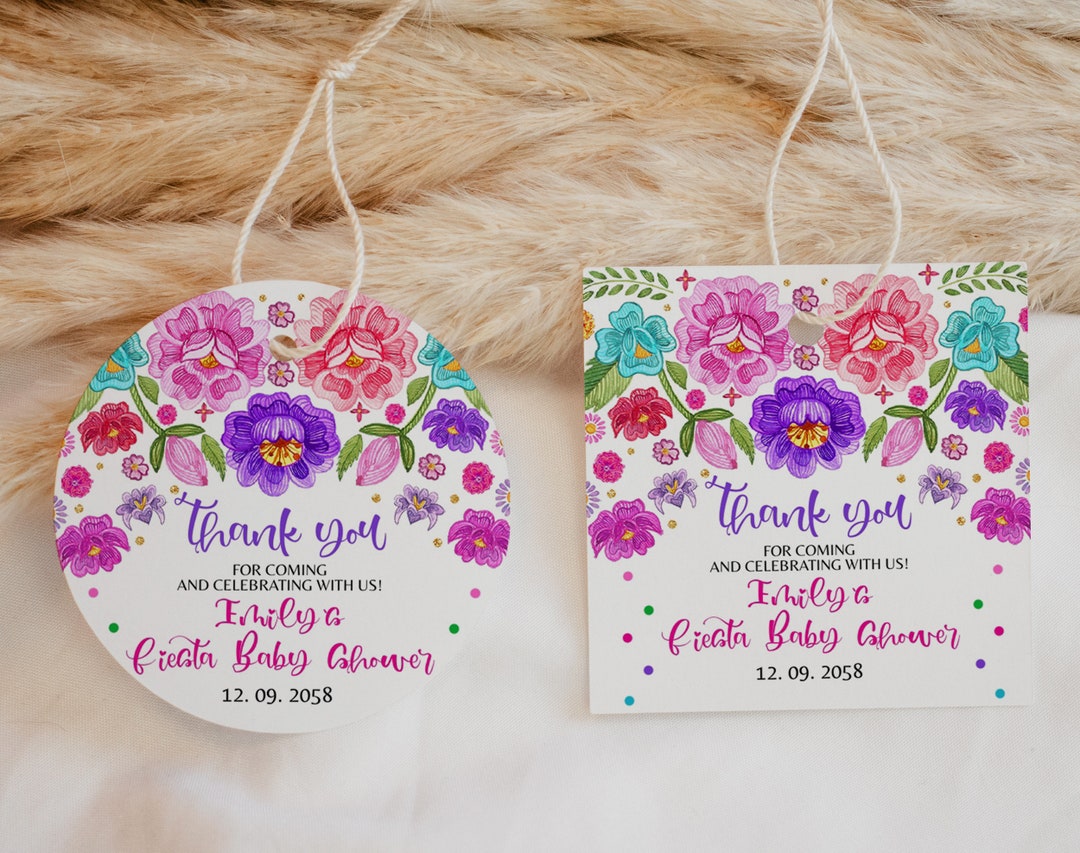 Fiesta Thank You Tags Mexican Fiesta Party Favor Label Muchas Gracias ...