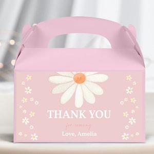 Daisy Baby Shower Gable Box Label 1st Birthday Party Favors Boho Floral Daisies Pink Purple Wild Flower Gift Treat Box Printable BS40P BT84P