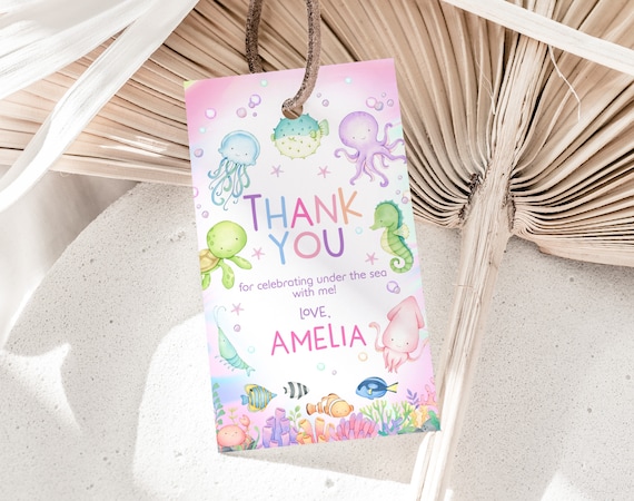 Cartello Da Tavolo In Legno Under The Sea Per Baby Shower - Thank You For Coming Con Supporto, 20,3x27,9 Cm