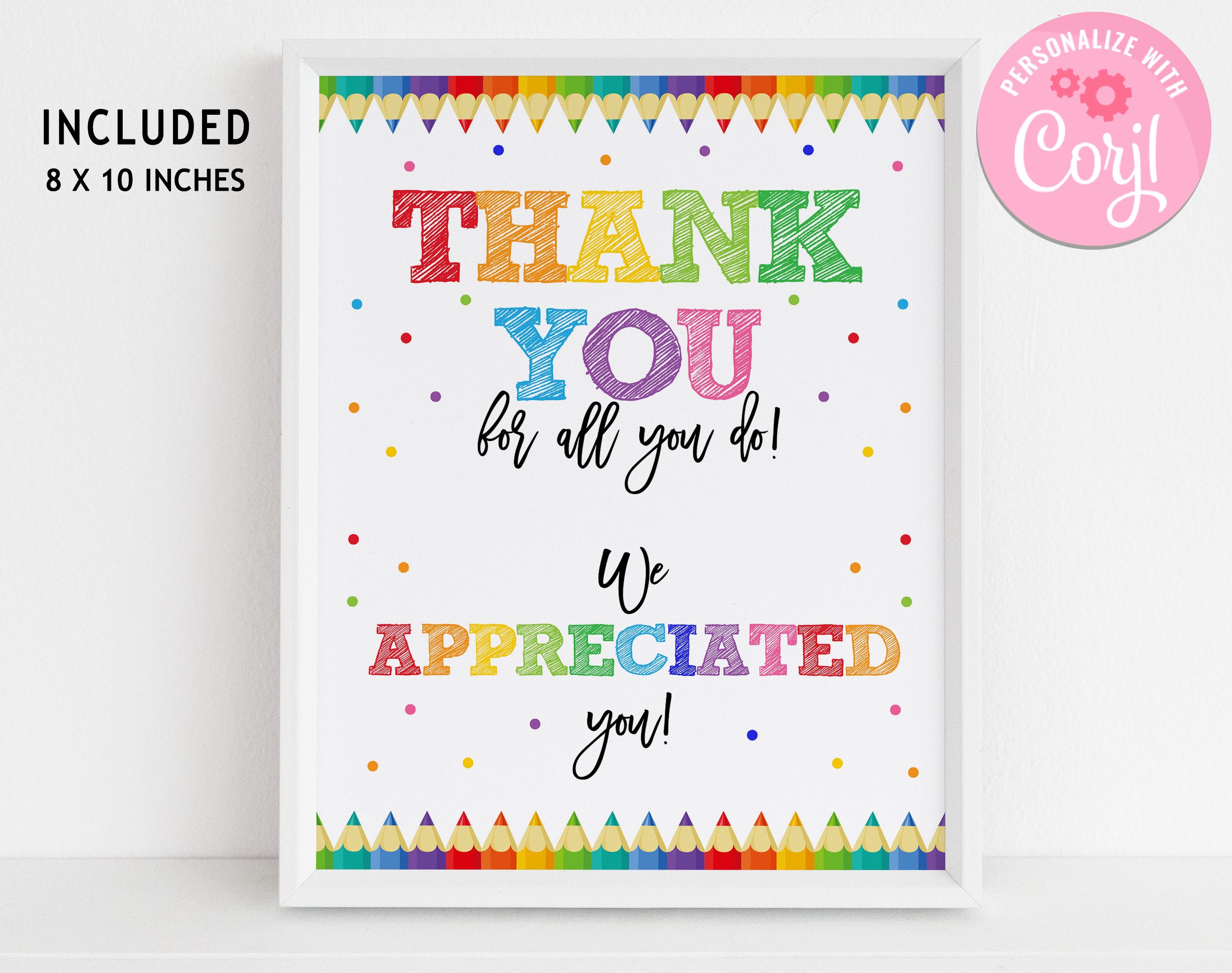 Teacher Appreciation Poster Printable Staff Appreciation Sign Thank You ...