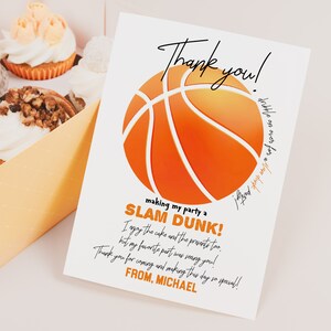 Basketbal bedankkaart jongen meisje 1e verjaardagsfeestje sportteam All Star Athletic bedankje It's Game Time afdrukbare sjabloon BT13W