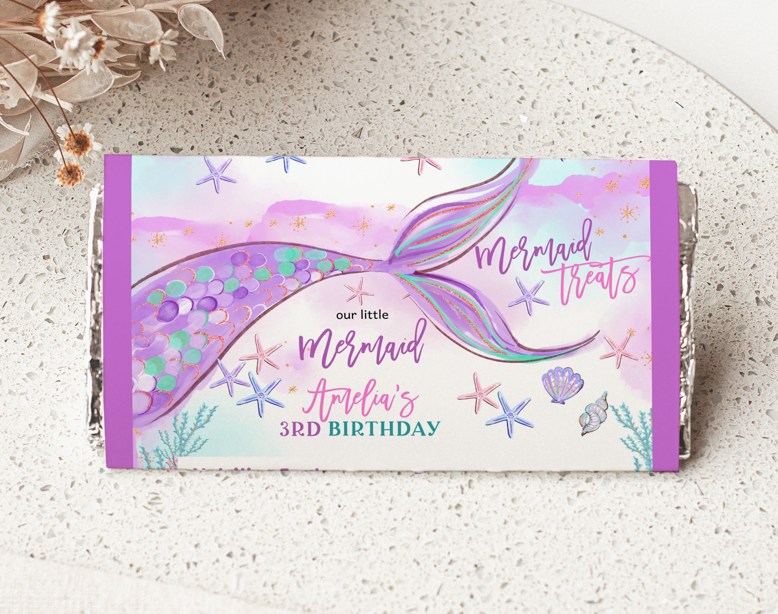 Wrapper Girl Mermaid Chocolate Wrapper Girl Birthday Party Decor Under the Sea Candy ...
