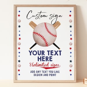 Baseball Baby Shower Custom Sign Softball Birthday Table Sign Boy Sports Party Decor All Star Rookie of the Year Poster EDITABLE BS45 BT68