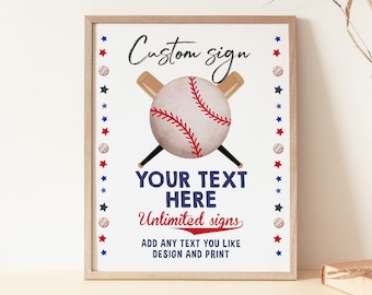 Baseboll Baby Shower Anpassad Skylt Softboll Födelsedagsbord Skylt Pojke Sport Festdekor All Star Rookie of the Year Poster REDIGERBAR BS45 BT68