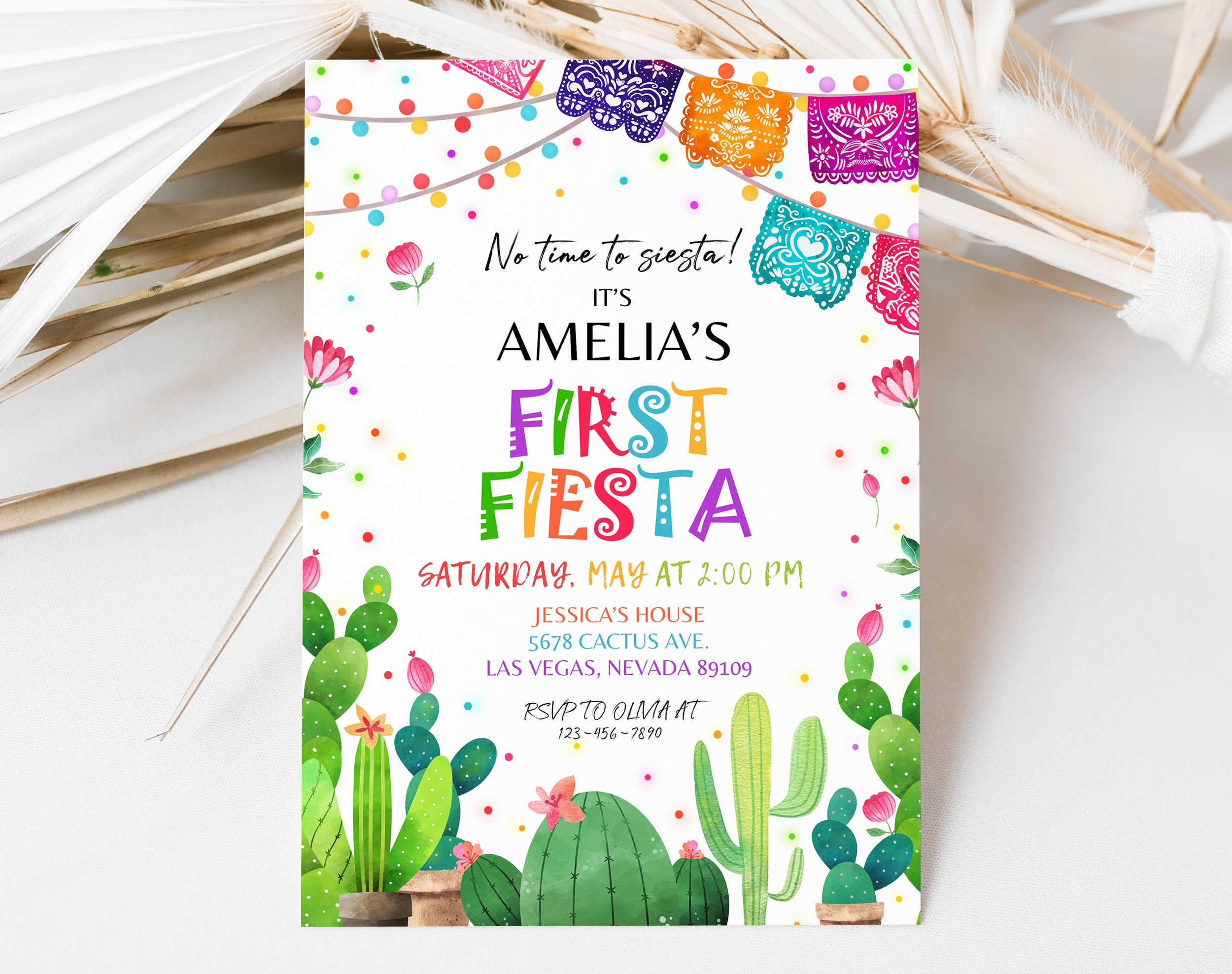 Invitations Cactus Bella Ink – Boîte De 10, Format 5 3/4 X 8 3/4, Pour Toutes Occasions