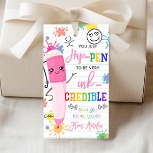 You Just Hap-Pen to be Very Inkt-geloofwaardig Cadeaukaartje Pen Kladblok Waardering voor leraar Week einde schooljaar Bedankkaartjes Klasse Afdrukbaar TE01P