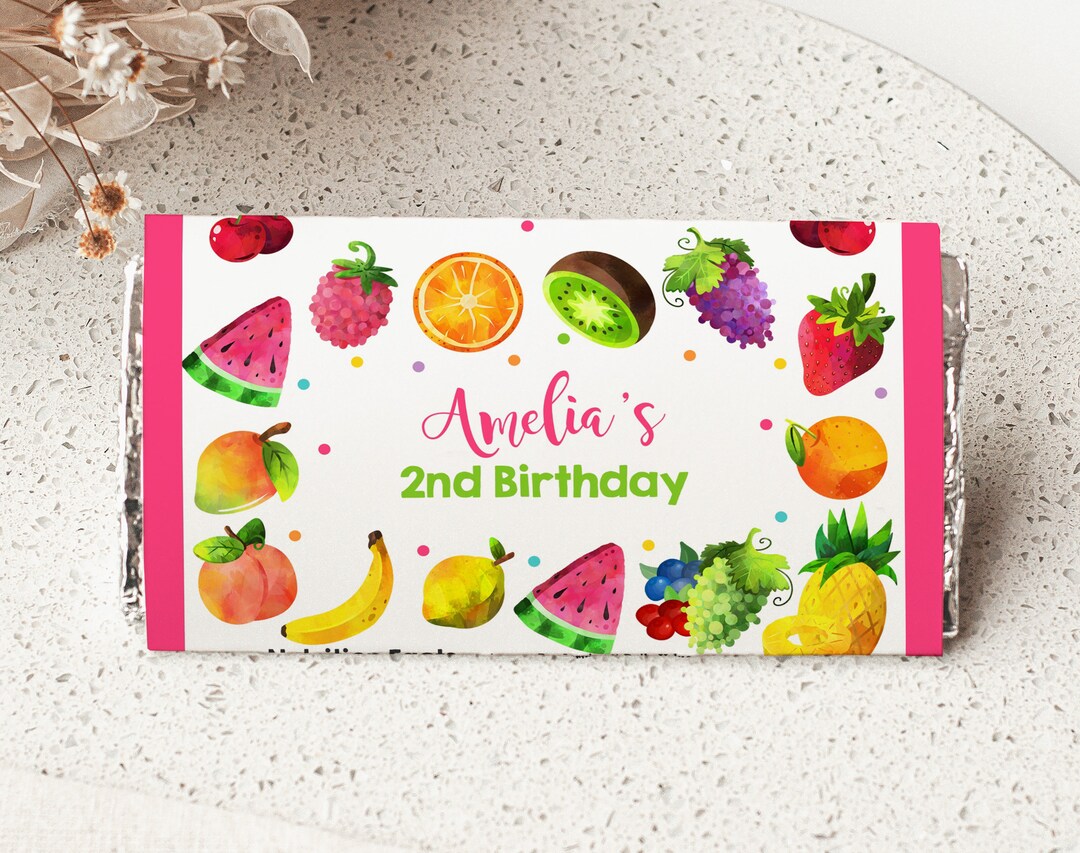 Wrapper Girl Twotti Frutti Chocolate Wrapper Girl 2nd Birthday Decor Tropical Summer ...