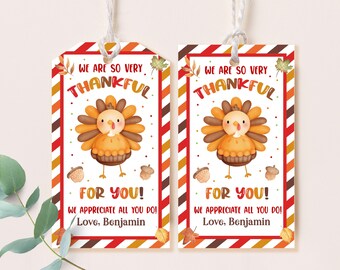 Thankful For You Favor Tags Thanksgiving Tags Happy Fall Thank You Tags Friendsgiving Thank You Stickers Party Favors Label Printable HOL032