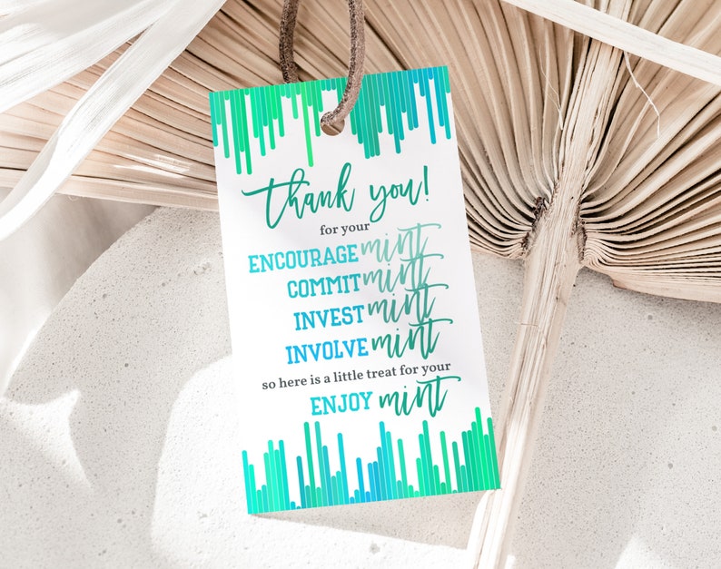 Mint Thank You Tags Teacher Appreciation Gift Tag PTA Staff Employee ...
