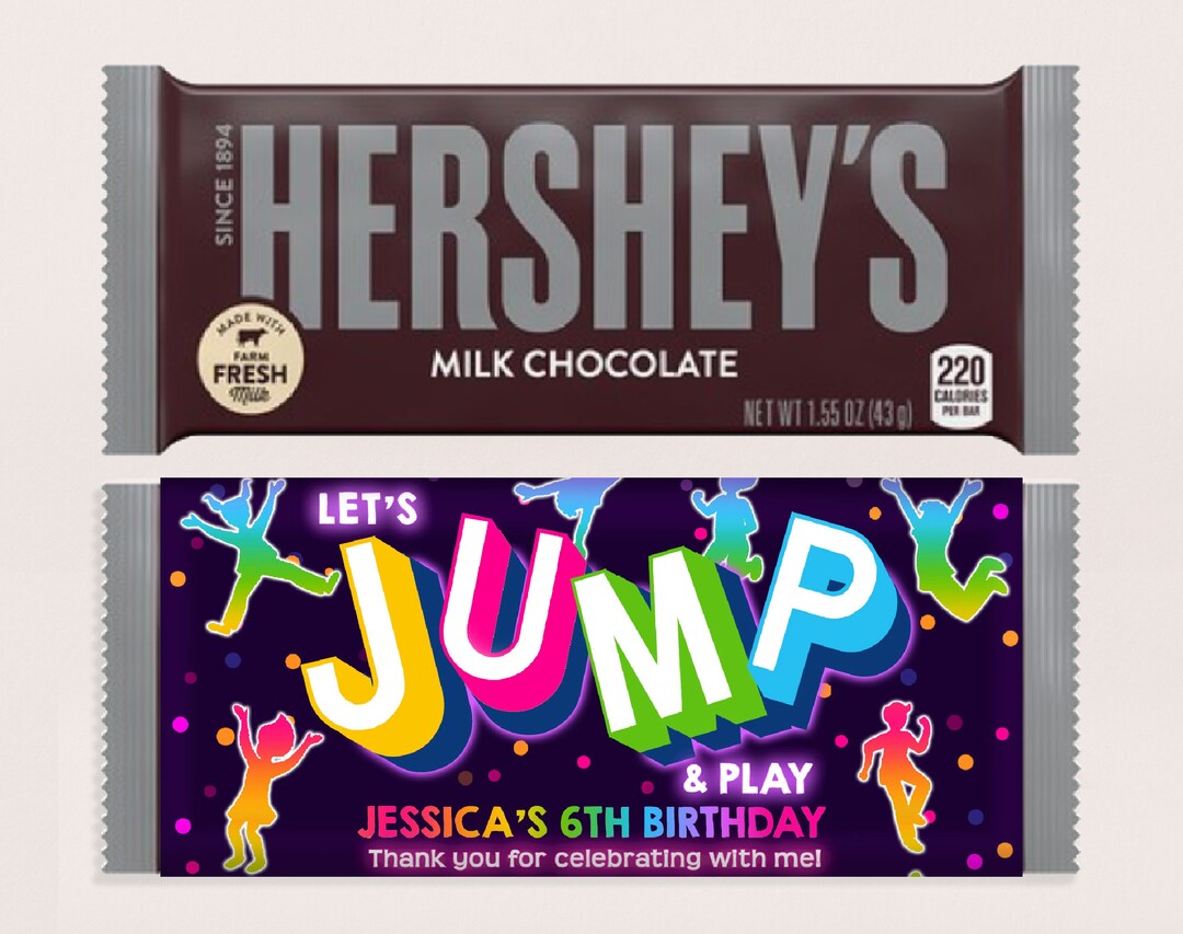 EDITABLE Jump Candy Bar Wrapper Jumping Chocolate Wrapper Trampoline