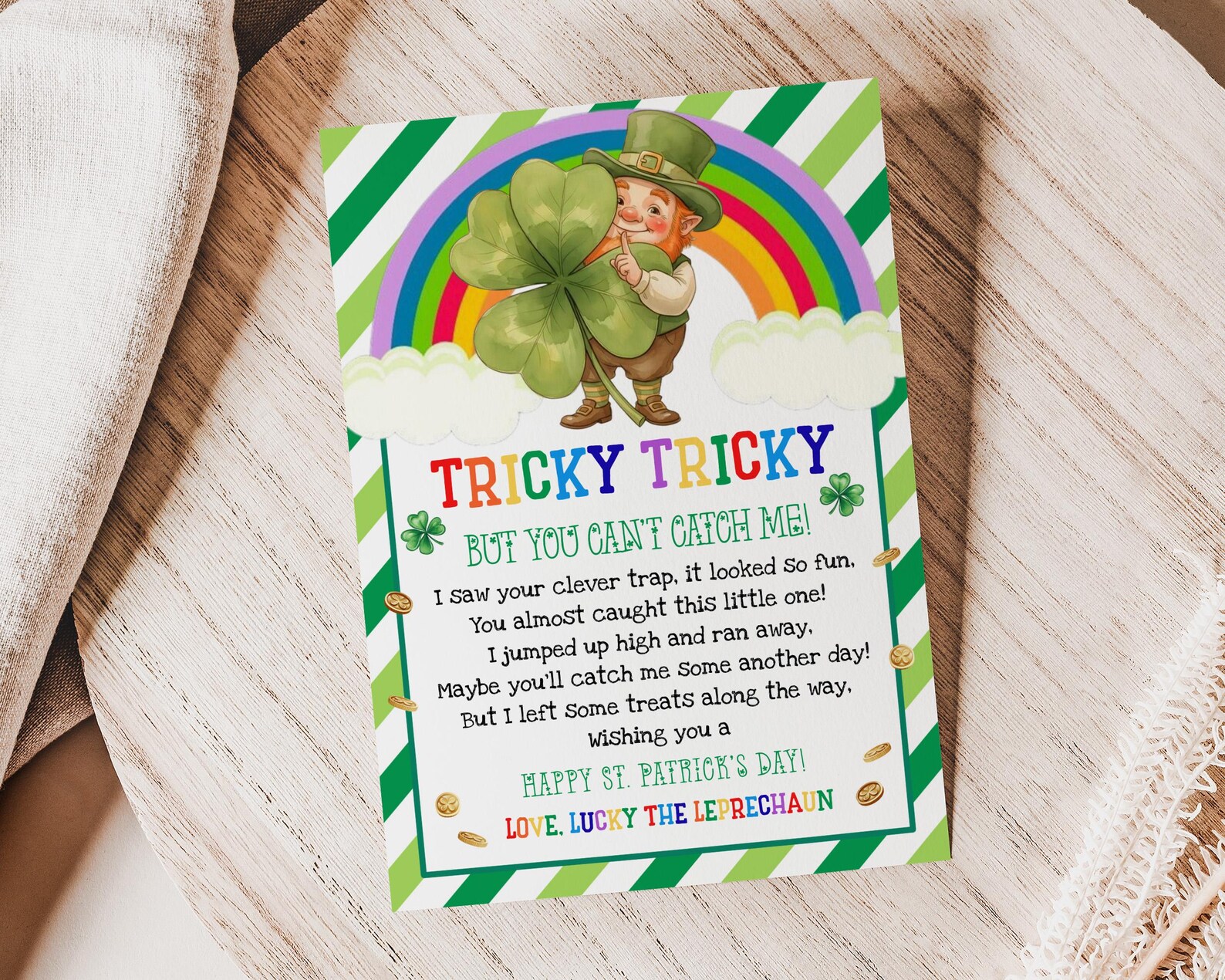 Leprechaun Letter, St Patrick's Day Trap Note, Tricky Tricky Poem ...