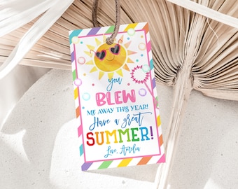 You Blew Me Away This Year Tag End of Term Class Summer Bubbles Gift Tags School Classroom Favor Tags Teacher Appreciation Printable HL27