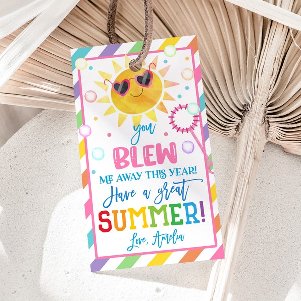 You Blew Me Away This Year Tag End of Term Class Summer Bubbles Gift Tags School Classmate Favor Tags Teacher Thank You Tags Printable HL27