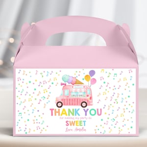 Eis LKW Giebel Box Label Girl 1. Geburtstag Gastgeschenke Sommer Party Geschenk Treat Box Zwei süße Hier ist die Schaufel Printable BT69P