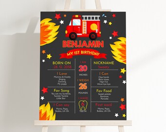 Feuerwehrmann Meilensteinschild Zeichen Mädchen Junge 1