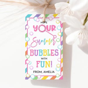 Hoop dat je zomerse bubbels met leuke tag Cadeaukaartjes einde schooljaar Cadeaukaartjes kleuterschool leraar bedankkaartjes Klas PTO Afdrukbare PTA SU05P