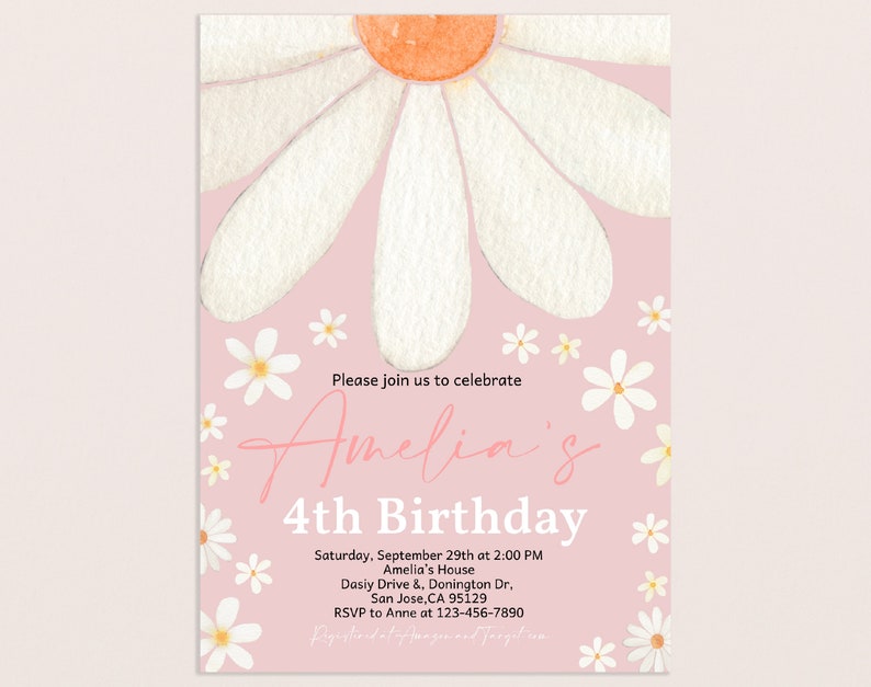 EDITABLE Daisy Invitation Birthday Party Invites Retro Wild Etsy EDITABLE Daisy Invitation Birthday Party Invites Retro Wild Etsy
