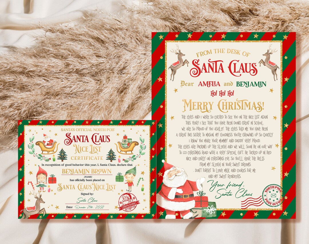 Printable Letter From Santa Claus Approved Mail Custom Nice - Etsy